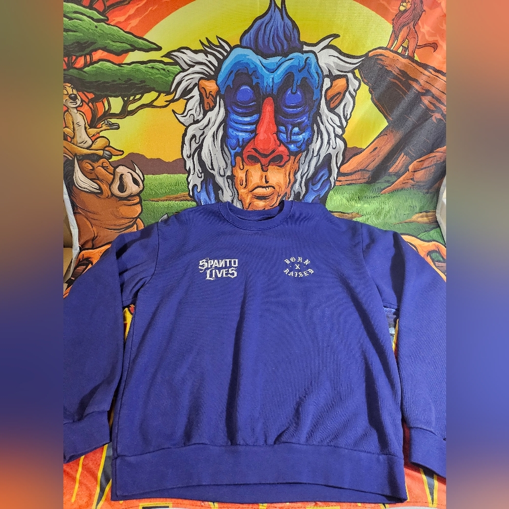 BORN×RAISED × MISTER CARTOON 'SPANTO LIVES' CREWNECK SWEATER SZ. MEDIUM *RARE*